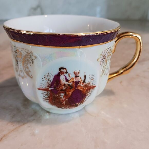 GNA Fine Porcelain Tea Cup 24k Hand Painted Victorian Iridescent Replacement - Picture 5 of 14